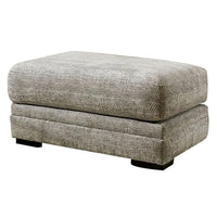 Waltor Ottoman, 41 Inch Ivory Chenille Fabric, Solid Wood Block Legs -BM330362