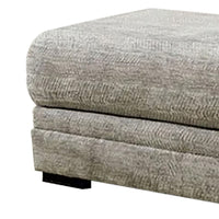 Waltor Ottoman, 41 Inch Ivory Chenille Fabric, Solid Wood Block Legs -BM330362