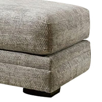 Waltor Ottoman, 41 Inch Ivory Chenille Fabric, Solid Wood Block Legs -BM330362