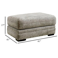 Waltor Ottoman, 41 Inch Ivory Chenille Fabric, Solid Wood Block Legs -BM330362