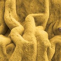 Rica 50 x 60 Throw Blanket, Mustard Yellow Faux Chinchilla Fur Texture -BM330363