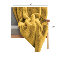 Rica 50 x 60 Throw Blanket, Mustard Yellow Faux Chinchilla Fur Texture -BM330363