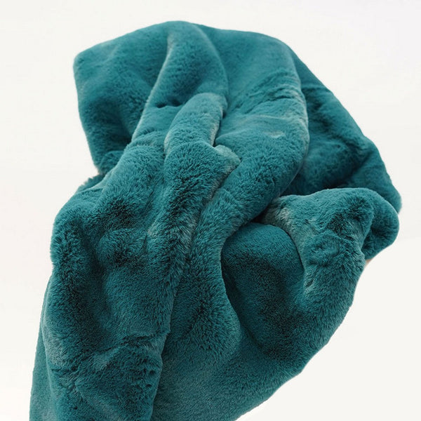 Rica 50 x 60 Throw Blanket, Aqua Blue Faux Chinchilla Fur Texture -BM330364