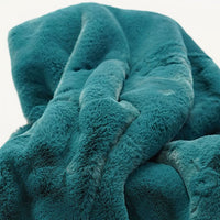 Rica 50 x 60 Throw Blanket, Aqua Blue Faux Chinchilla Fur Texture -BM330364