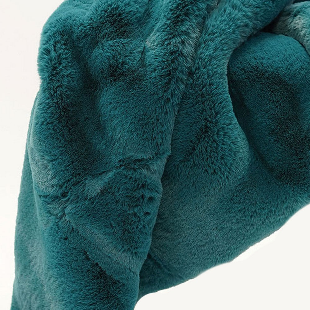 Rica 50 x 60 Throw Blanket, Aqua Blue Faux Chinchilla Fur Texture -BM330364
