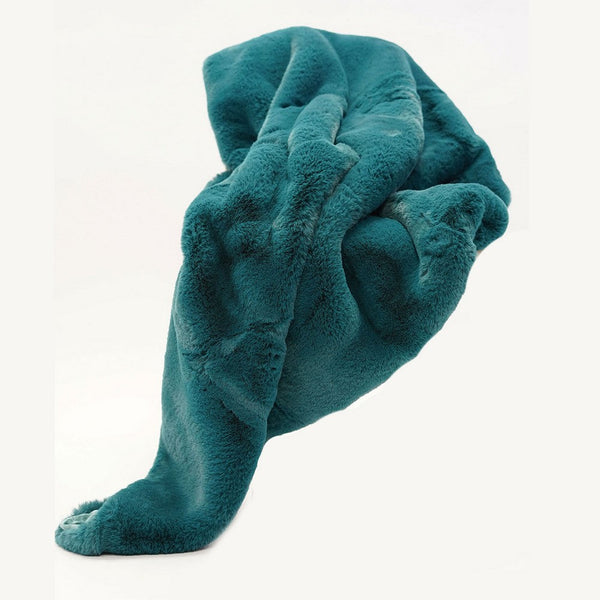 Rica 50 x 60 Throw Blanket, Aqua Blue Faux Chinchilla Fur Texture -BM330364