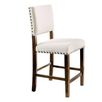 Gllen 5pc Counter Height Table Set, 4 Chair, Cherry Wood, Ivory Fabric - BM330379