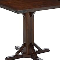 Gllen 5pc Counter Height Table Set, 4 Chair, Cherry Wood, Ivory Fabric - BM330379