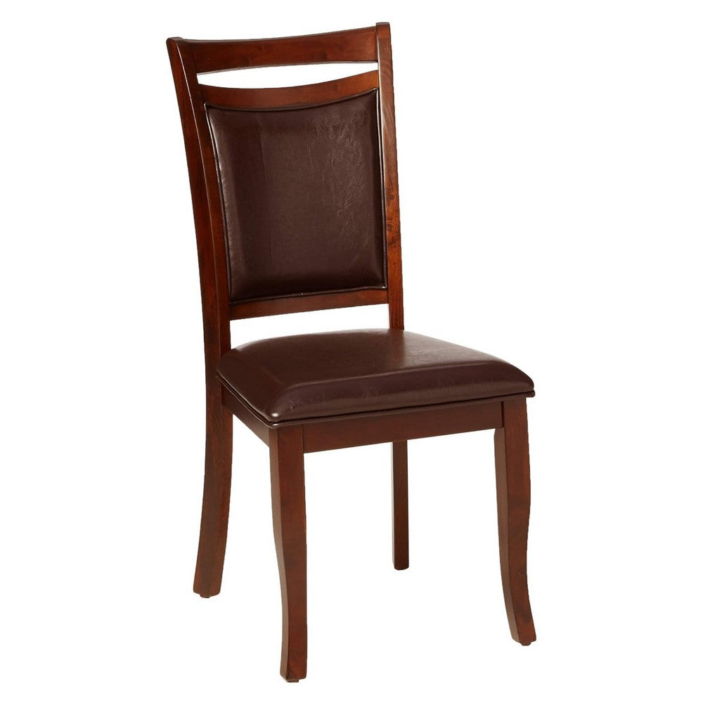 Woody 7pc Dining Table Set, 18-Inch Leaf, Espresso Faux Leather Chairs - BM330384