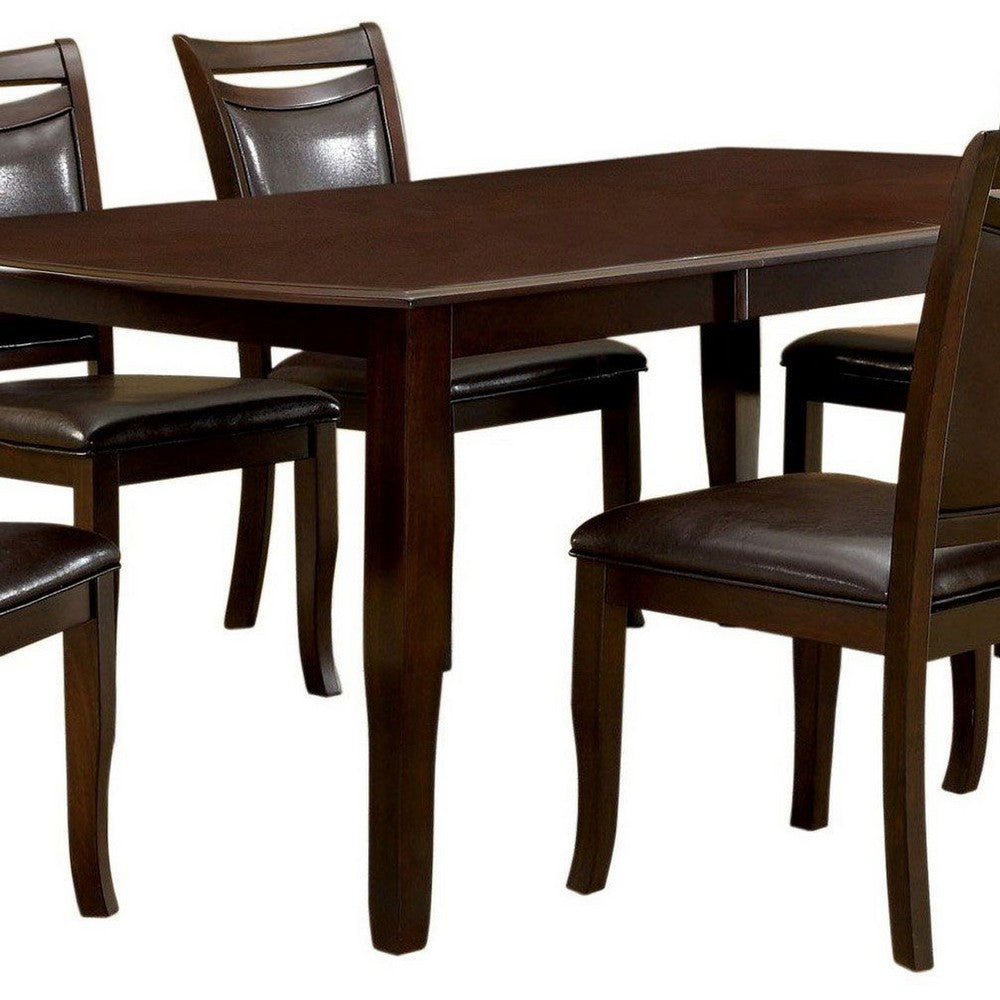 Woody 7pc Dining Table Set, 18-Inch Leaf, Espresso Faux Leather Chairs - BM330384
