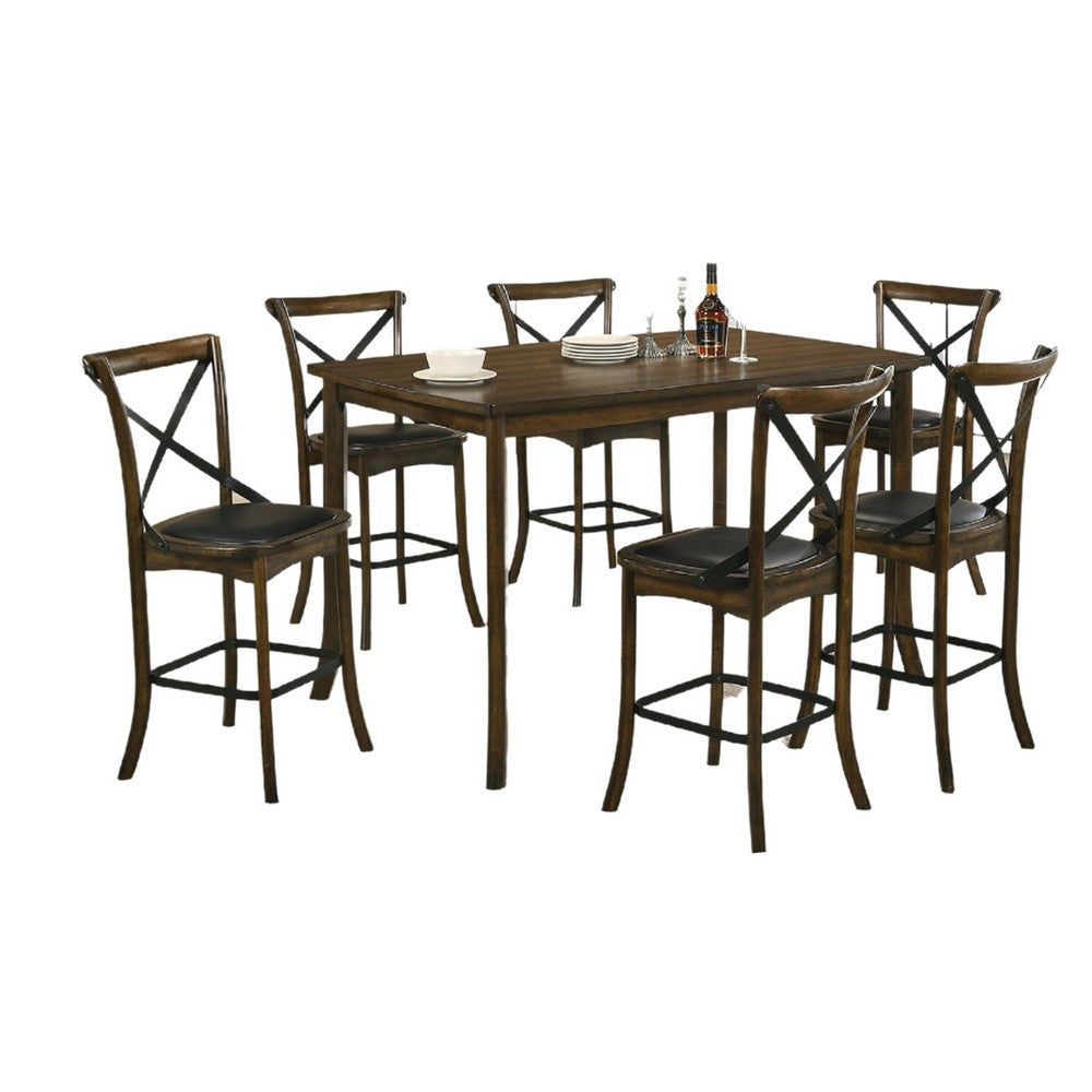 Bien 7pc Counter Height Table Set with 6 Espresso Faux Leather Chairs - BM330399