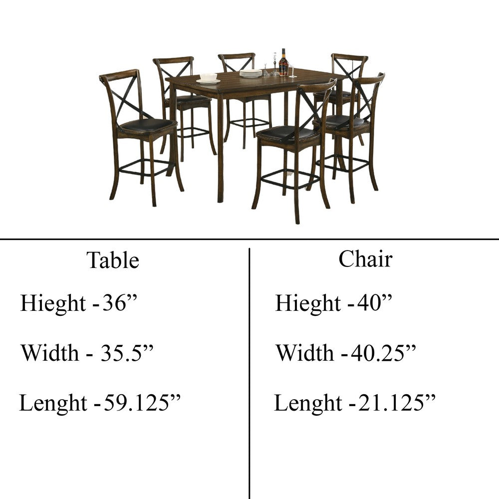 Bien 7pc Counter Height Table Set with 6 Espresso Faux Leather Chairs - BM330399