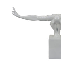 Accent Decor, Male Athlete Statuette, Modern White Resin, 31 Inch -BM330950