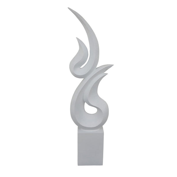 Accent Decor, 36 Inch Tabletop Flame Sculpture, Modern White Resin -BM330951
