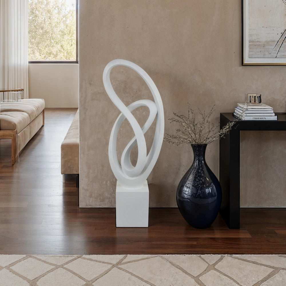 Bob Accent Tabletop Decor, Abstract Sculpture, White Resin, 36 Inch -BM330952