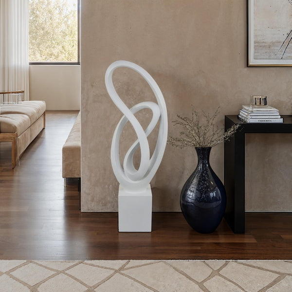 Bob Accent Tabletop Decor, Abstract Sculpture, White Resin, 36 Inch -BM330952