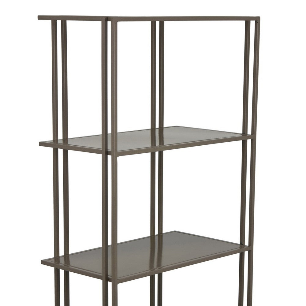 Bush Plant Display Stand, Modern 4 Tier Gray Metal Finish, 38 Inch -BM330955