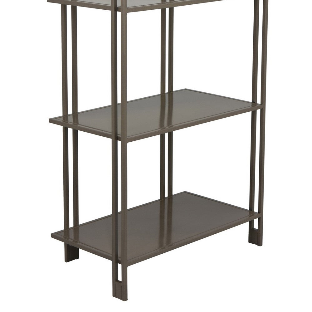 Bush Plant Display Stand, Modern 4 Tier Gray Metal Finish, 38 Inch -BM330955