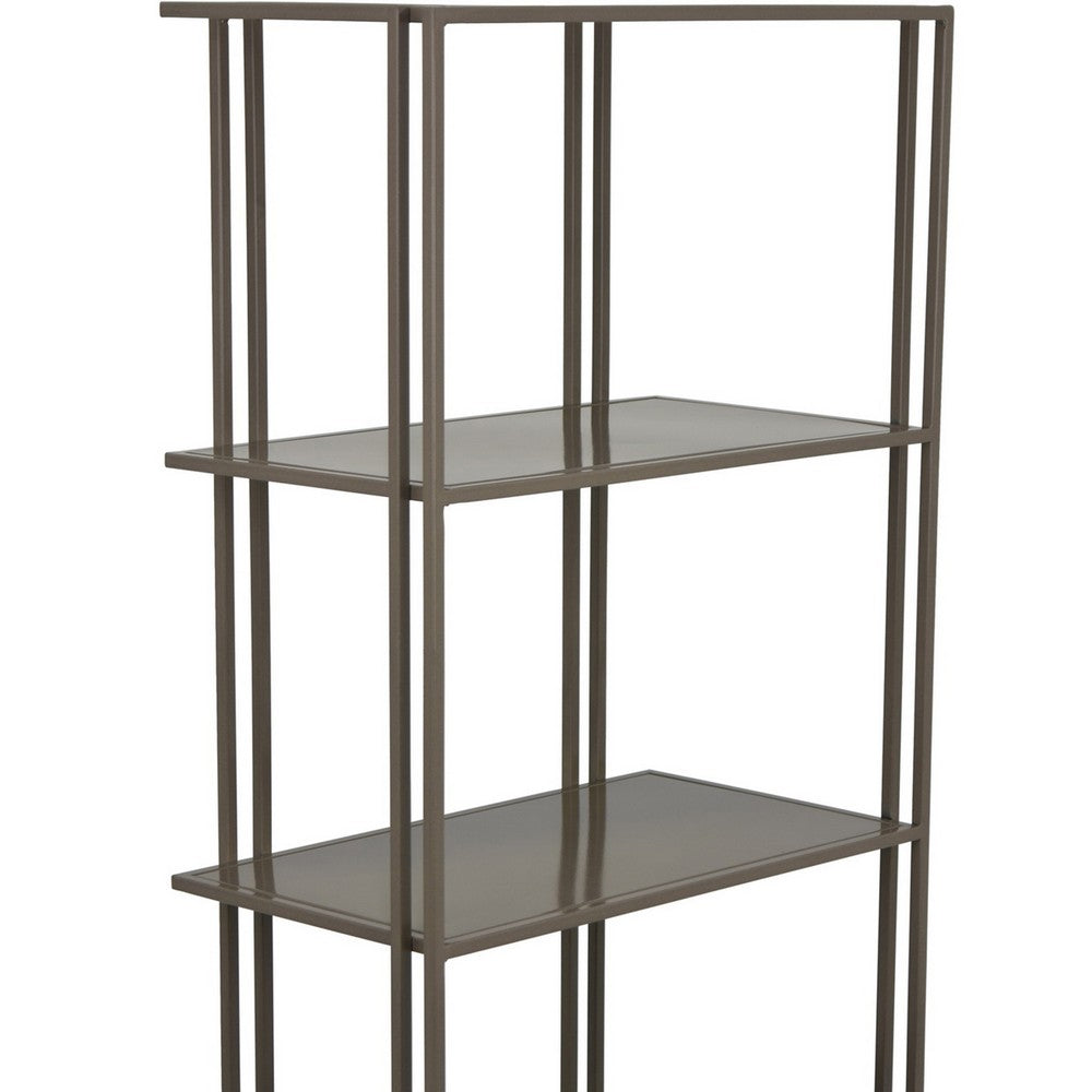 Bush Plant Display Stand, Modern 4 Tier Gray Metal Finish, 38 Inch -BM330955