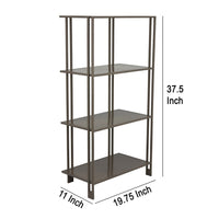Bush Plant Display Stand, Modern 4 Tier Gray Metal Finish, 38 Inch -BM330955