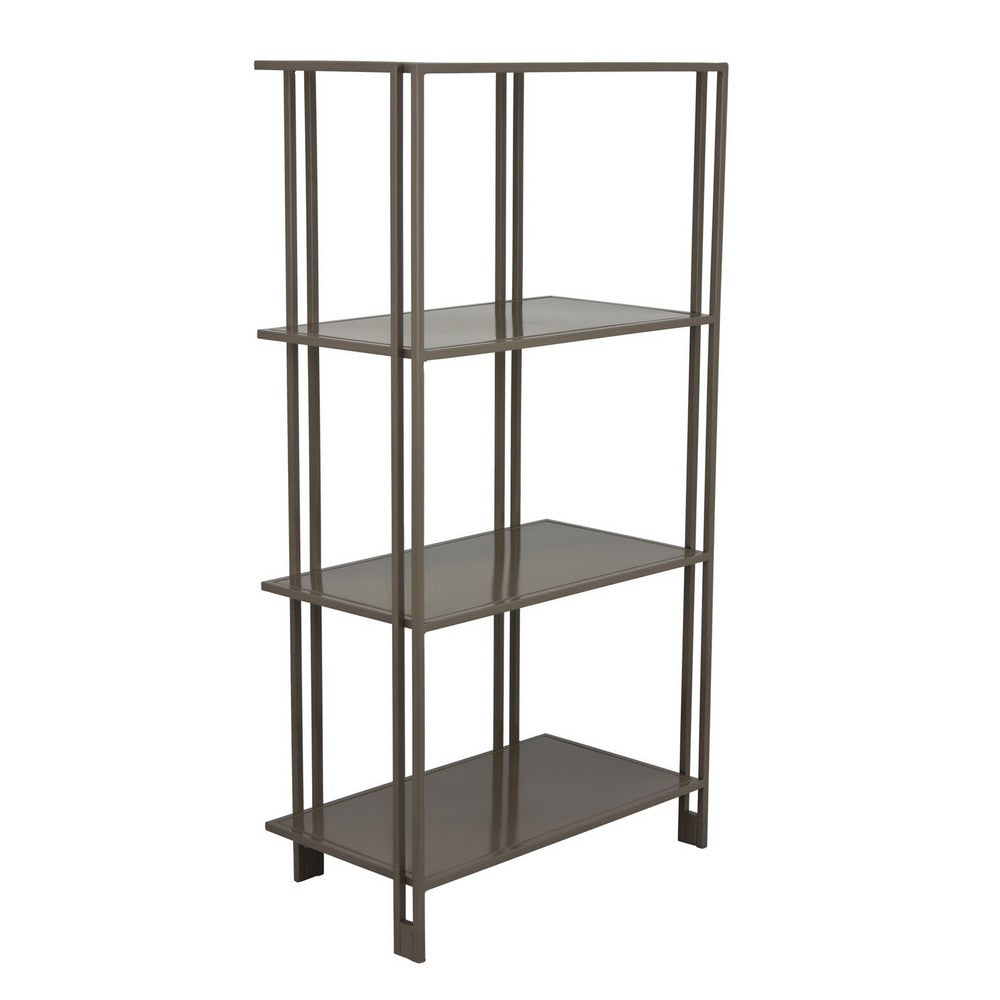 Bush Plant Display Stand, Modern 4 Tier Gray Metal Finish, 38 Inch -BM330955