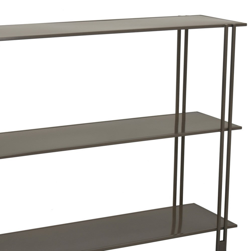 Bush Plant Display Stand, Modern 3 Tier Gray Metal Finish, 32 Inch -BM330956