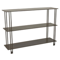 Bush Plant Display Stand, Modern 3 Tier Gray Metal Finish, 32 Inch -BM330956