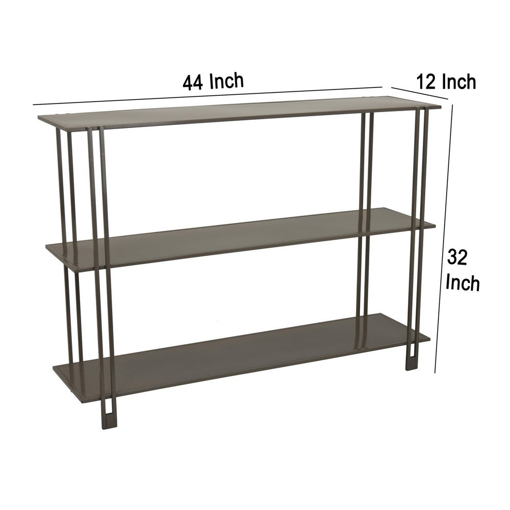 Bush Plant Display Stand, Modern 3 Tier Gray Metal Finish, 32 Inch -BM330956