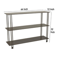 Bush Plant Display Stand, Modern 3 Tier Gray Metal Finish, 32 Inch -BM330956