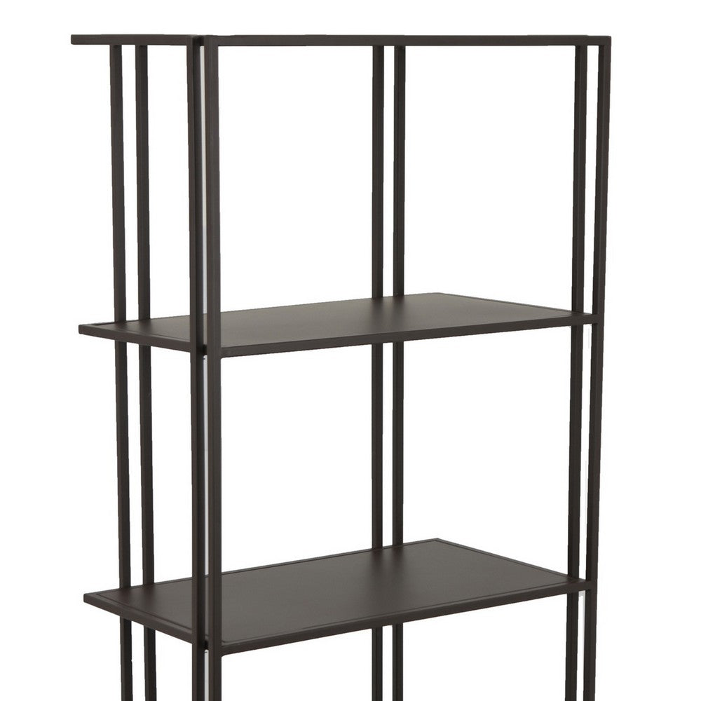 Bush Plant Display Stand, Modern 4 Tier Brown Metal Finish, 38 Inch -BM330957