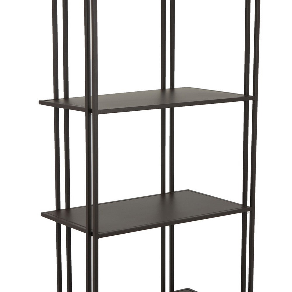 Bush Plant Display Stand, Modern 4 Tier Brown Metal Finish, 38 Inch -BM330957
