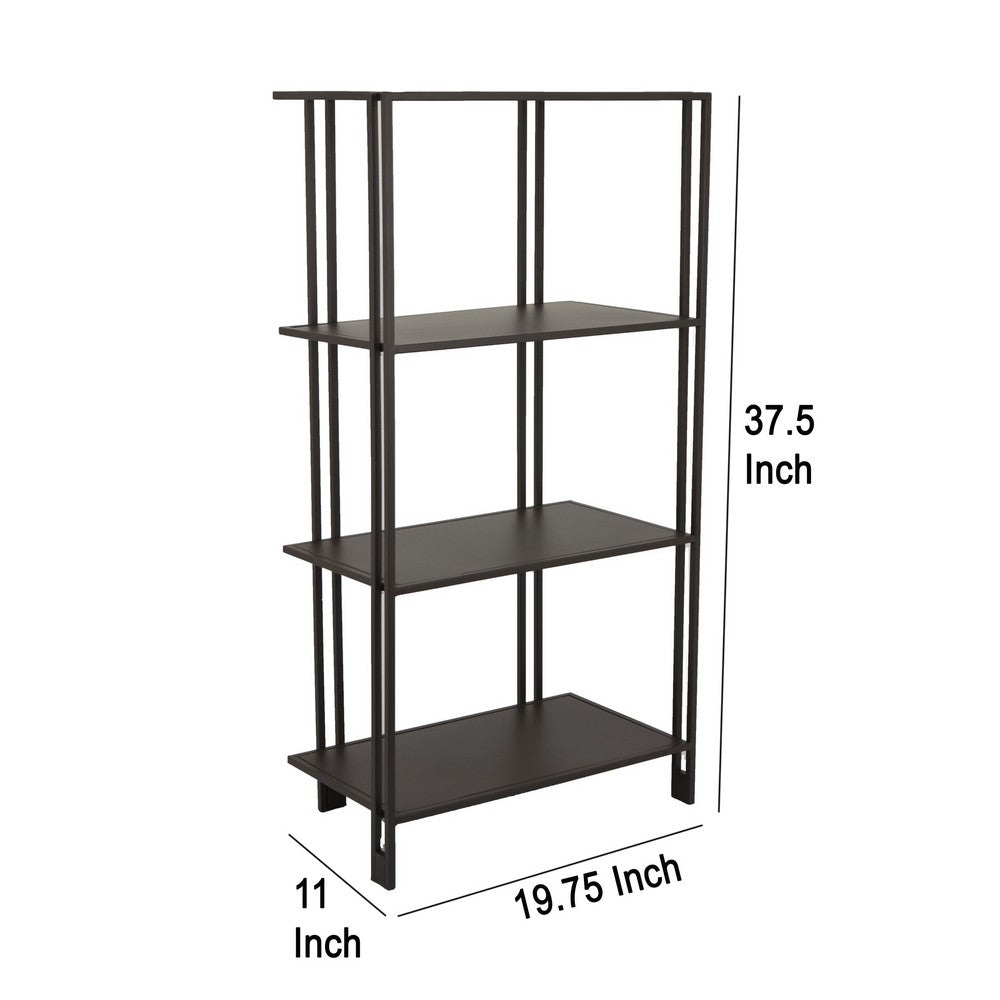 Bush Plant Display Stand, Modern 4 Tier Brown Metal Finish, 38 Inch -BM330957