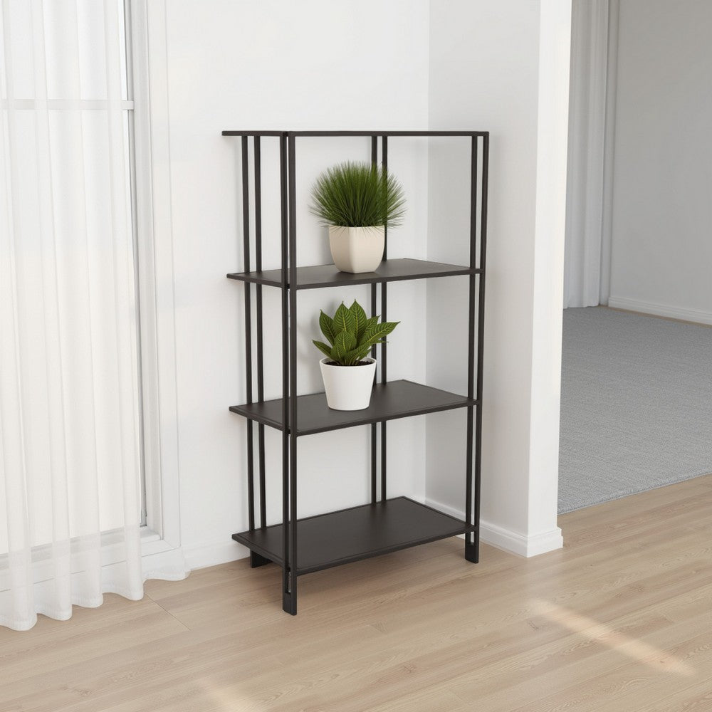 Bush Plant Display Stand, Modern 4 Tier Brown Metal Finish, 38 Inch -BM330957