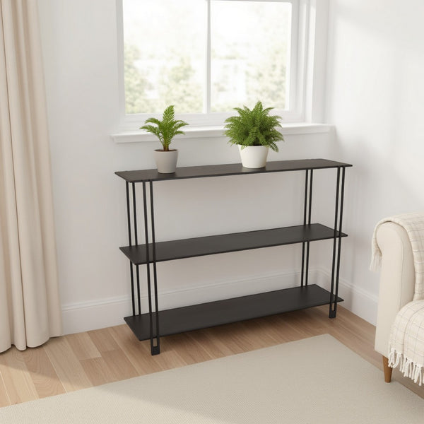 Bush Plant Display Stand, Modern 3 Tier Brown Metal Finish, 32 Inch -BM330958