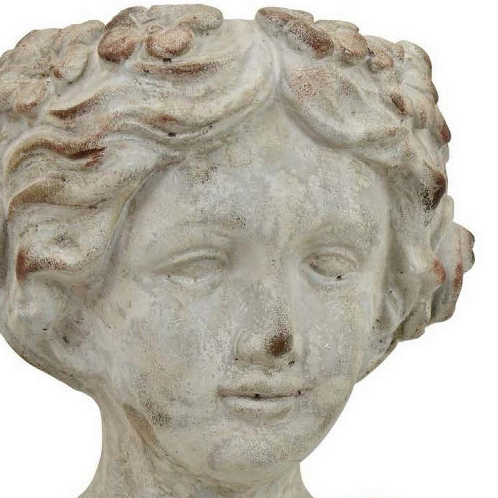Accent Planter, Italian Style Female Bust Sculpture Ivory Terracotta -BM330964