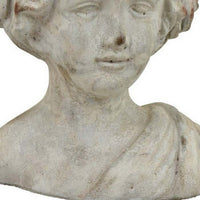 Accent Planter, Italian Style Female Bust Sculpture Ivory Terracotta -BM330964
