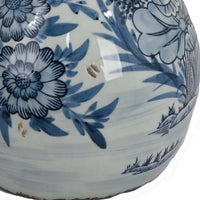 Accent Ginger Jar with Lid, Blue and White Ceramic, Floral Pattern -BM330965