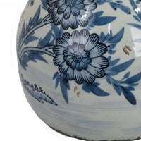 Accent Ginger Jar with Lid, Blue and White Ceramic, Floral Pattern -BM330965