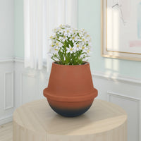 Decorative Flower Vase, Terracotta Inspired Orange Ceramic 10 Inch -BM330971