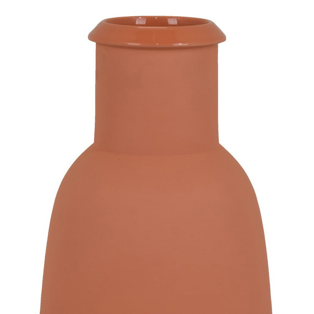 Decorative Flower Vase, Terracotta Inspired Orange Ceramic 15 Inch -BM330972