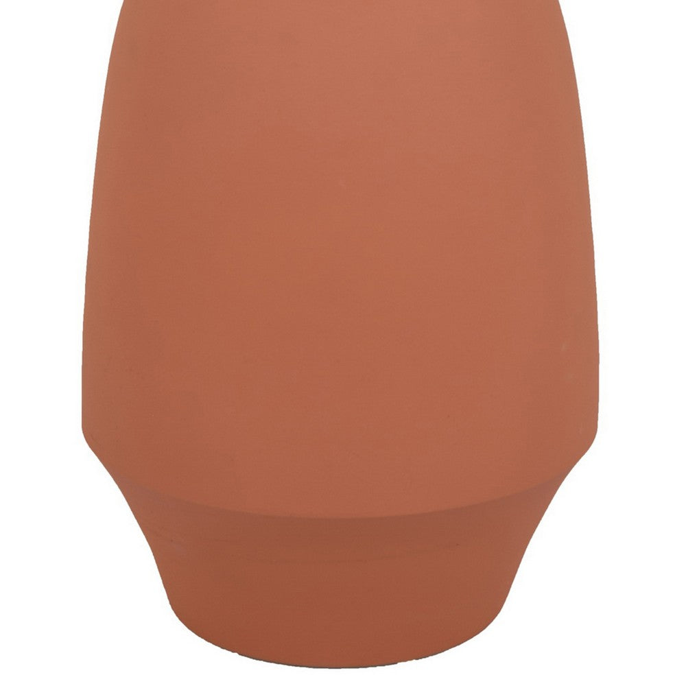 Decorative Flower Vase, Terracotta Inspired Orange Ceramic 15 Inch -BM330972