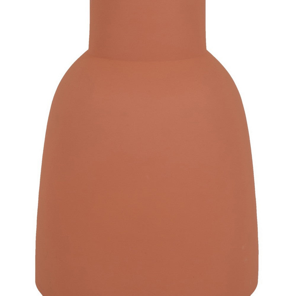 Decorative Flower Vase, Terracotta Inspired Orange Ceramic 15 Inch -BM330972