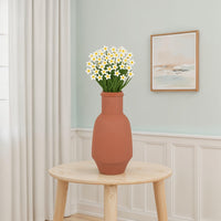 Decorative Flower Vase, Terracotta Inspired Orange Ceramic 15 Inch -BM330972