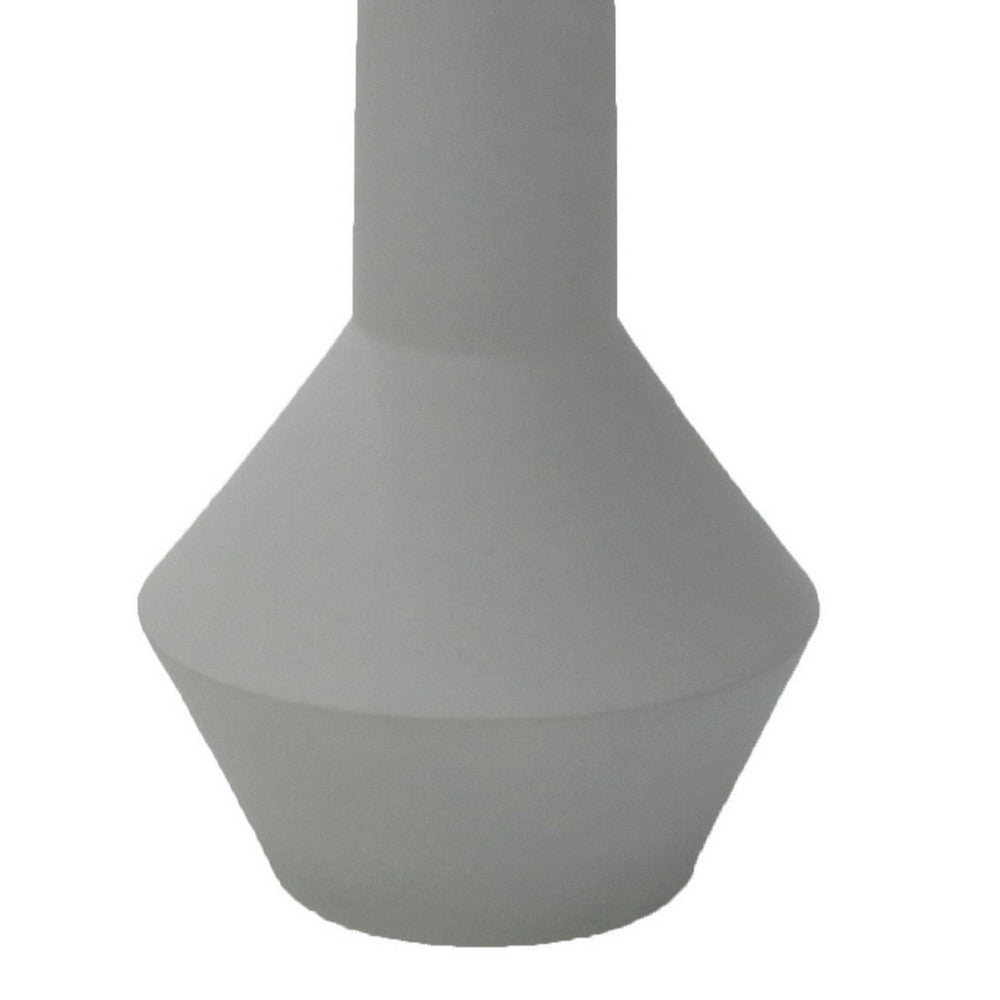 Accent Flower Vase, Narrow Neck Geometric Shape White Ceramic 14 Inch -BM330973