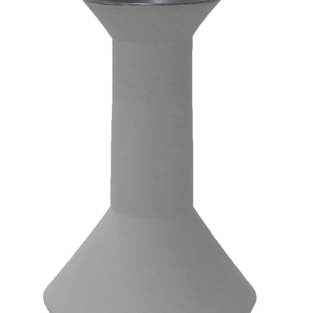 Accent Flower Vase, Narrow Neck Geometric Shape White Ceramic 14 Inch -BM330973