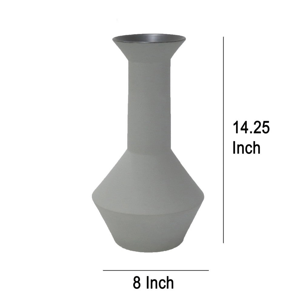 Accent Flower Vase, Narrow Neck Geometric Shape White Ceramic 14 Inch -BM330973