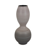 Modern Flower Vase, Double Bulb Ombre Textured Gray Ceramic, 17 Inch -BM330975