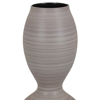 Modern Flower Vase, Double Bulb Ombre Textured Gray Ceramic, 17 Inch -BM330975
