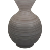 Modern Flower Vase, Double Bulb Ombre Textured Gray Ceramic, 17 Inch -BM330975
