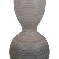 Modern Flower Vase, Double Bulb Ombre Textured Gray Ceramic, 17 Inch -BM330975